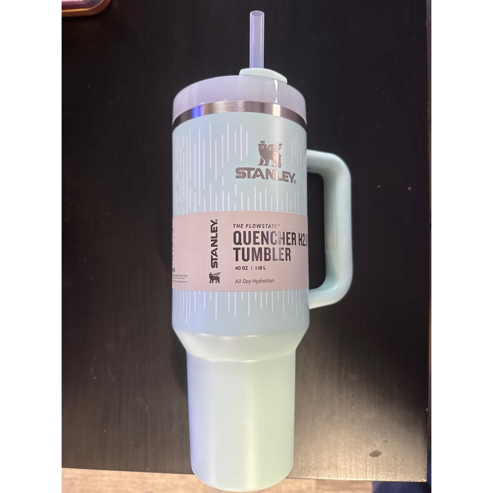 Stanley 40oz Quencher H2.0 FlowState Tumbler Mint Green White Stripe Pattern NEW
